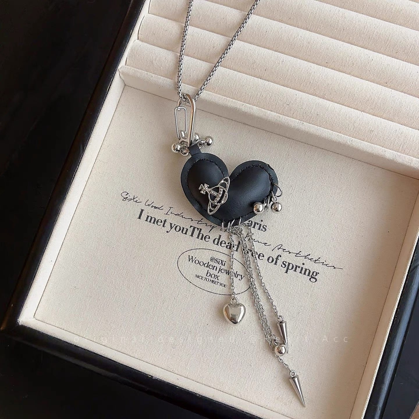 Black love leather pendant