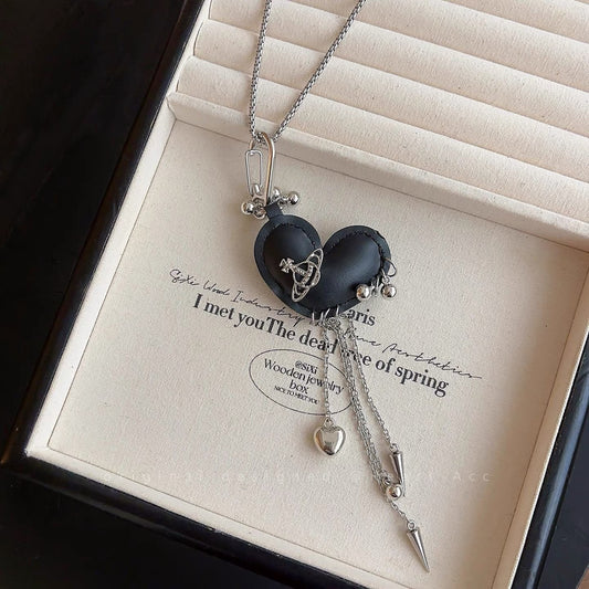 Black love leather pendant