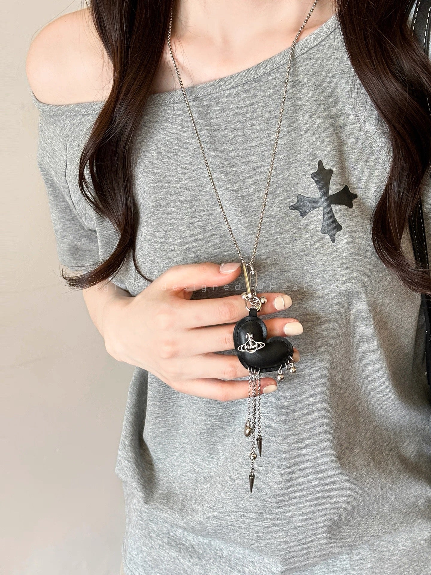 Black love leather pendant