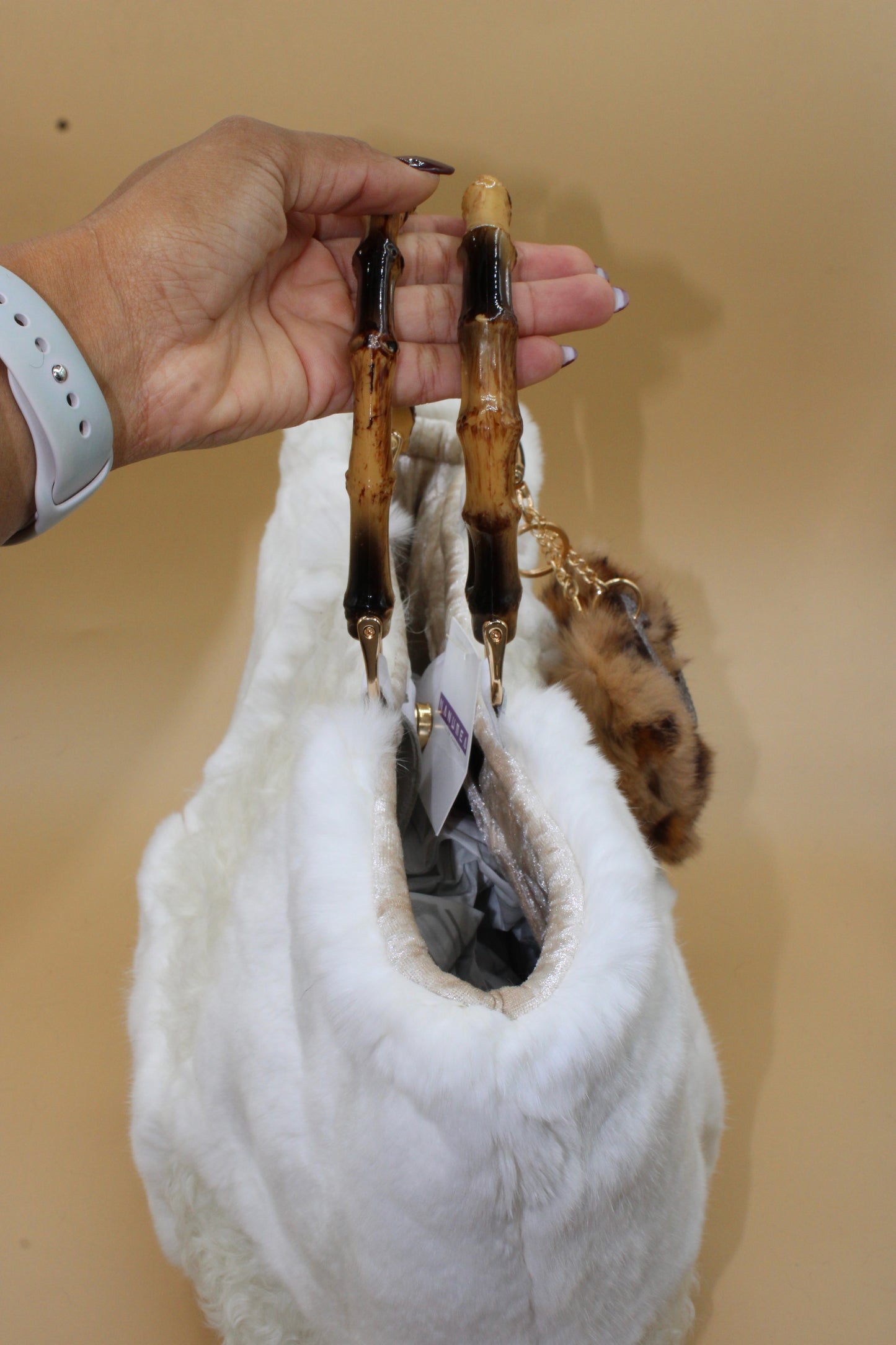 Borsa in Pelliccia Bianca