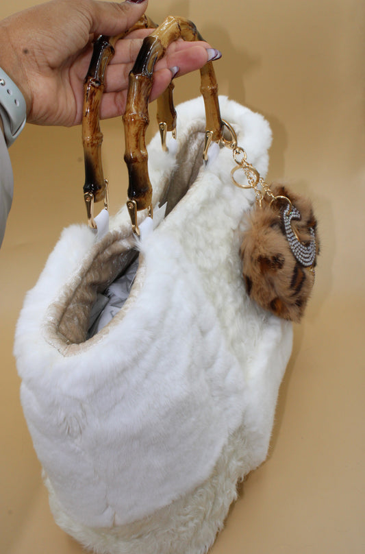 Borsa in Pelliccia Bianca