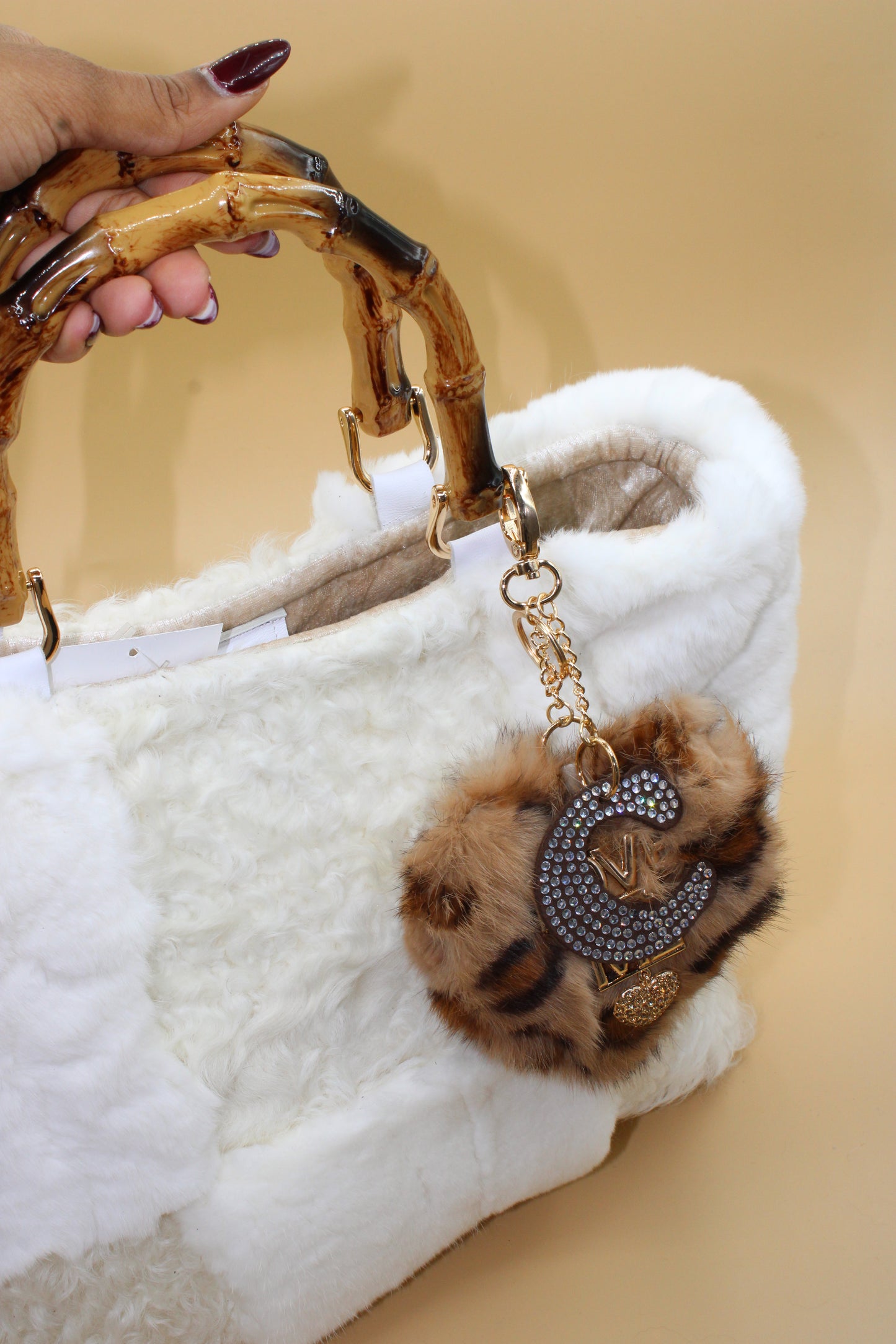 Borsa in Pelliccia Bianca