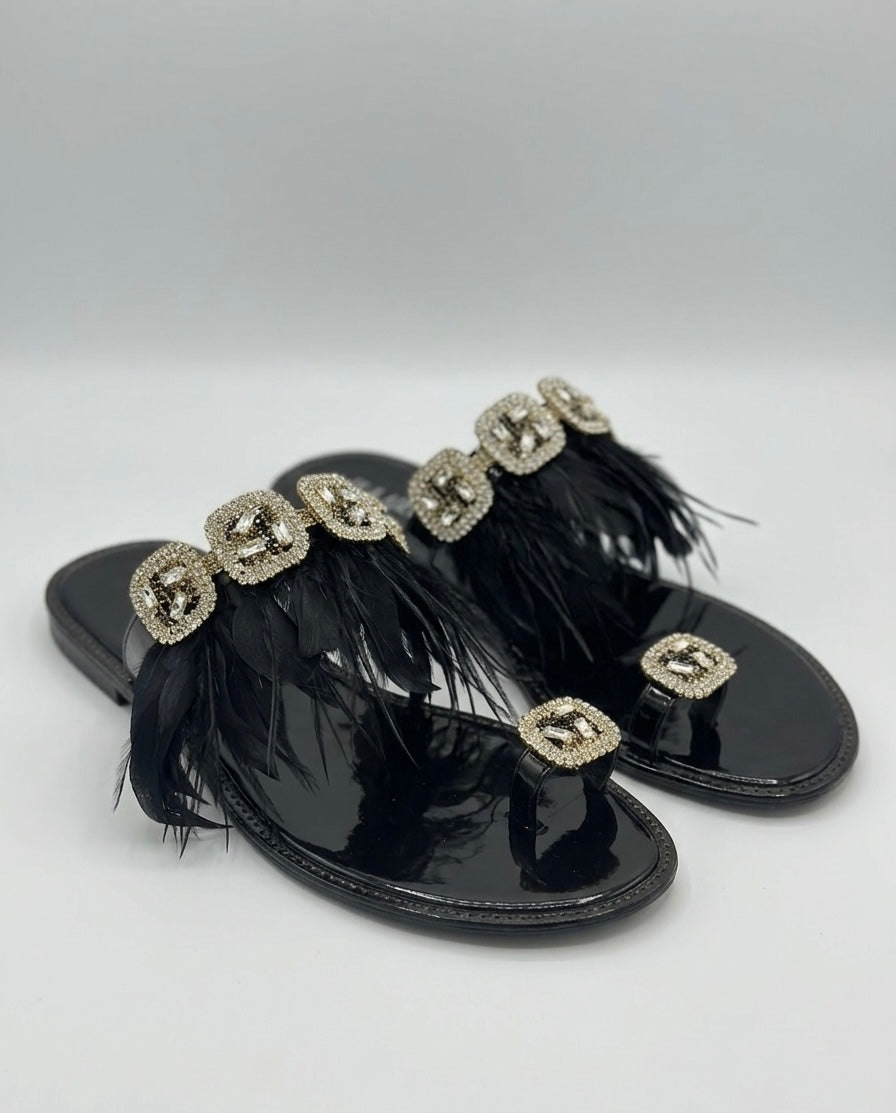 Pochette Black Glamour – Piume & Strass